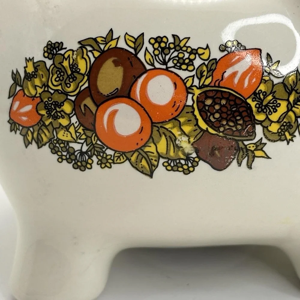 Rare Vintage Corning SPICE OF LIFE‎ Pottery Pig Piggy Bank  w/o Plug
